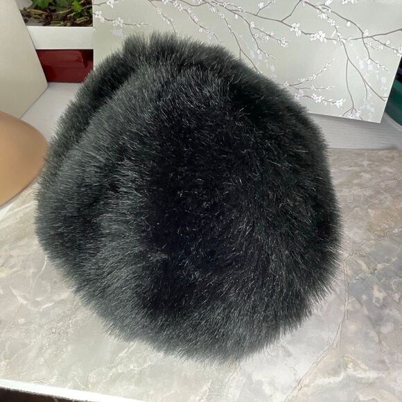 Vintage faux fur black hat elastic band - Picture 2 of 4